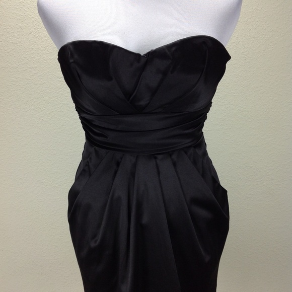 Arden B Black Satin Strapless Mini Dress - Picture 2 of 8